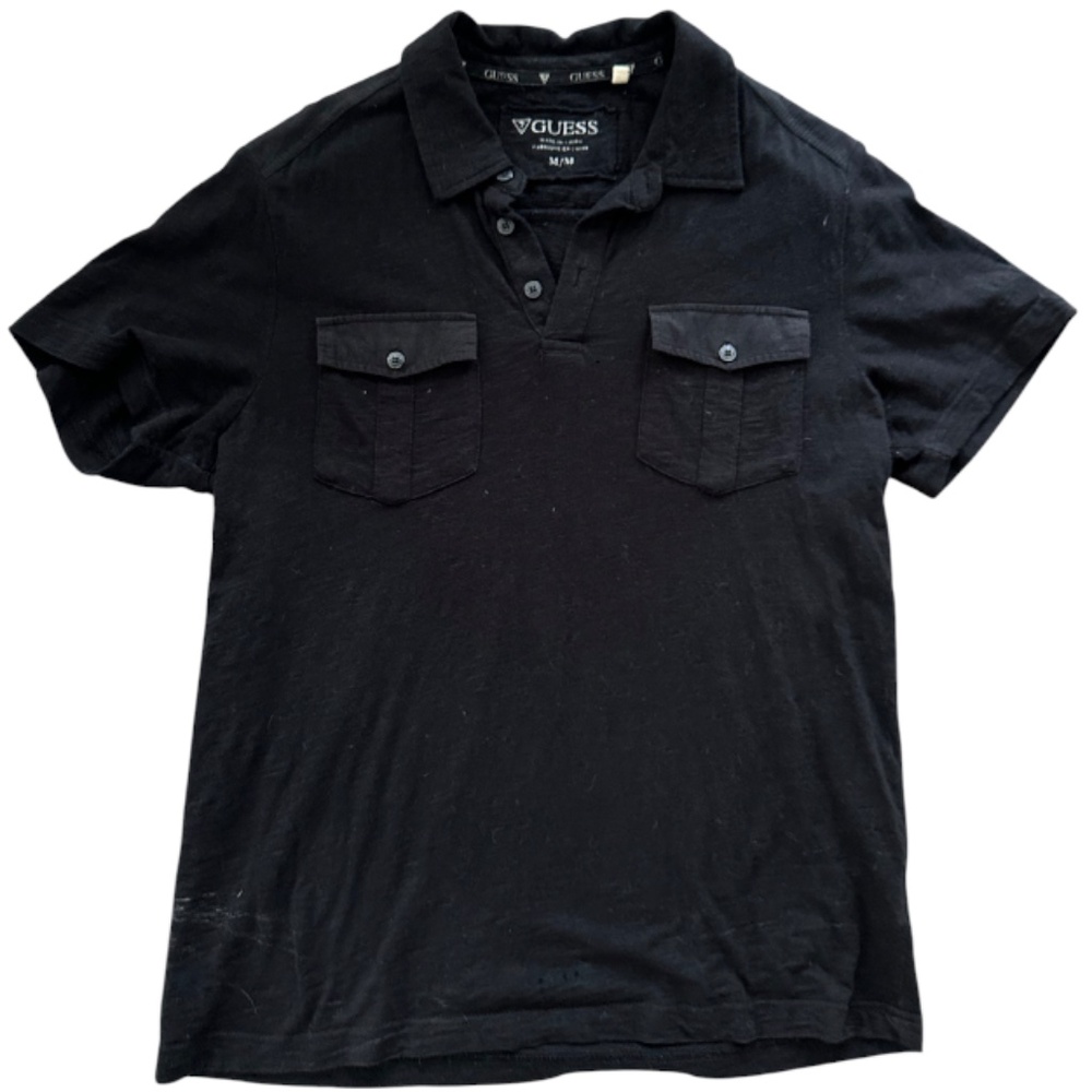 Guess Men's Black 100% Cotton Polo Size M